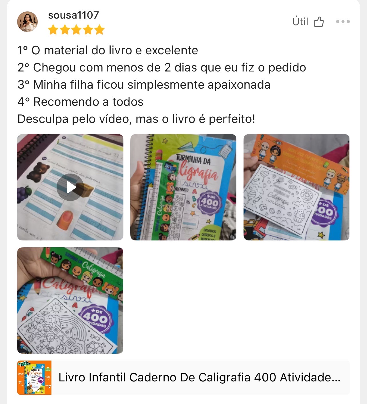 Avaliação real 5 estrelas