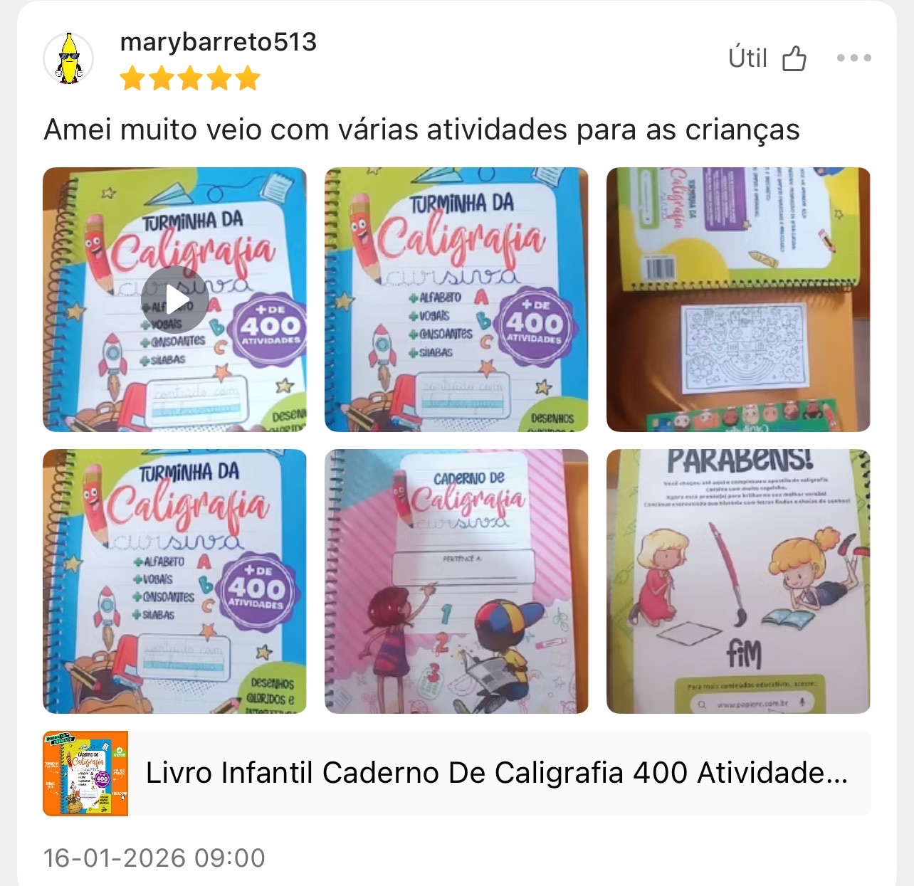 Avaliação real 5 estrelas