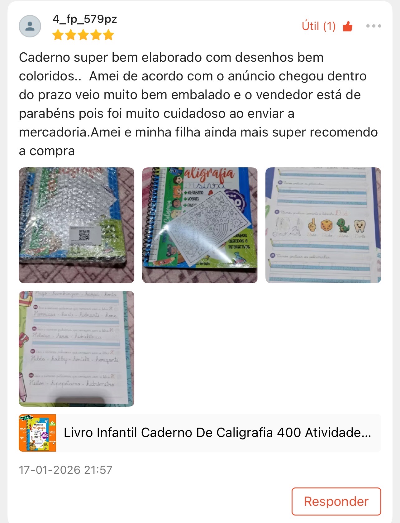 Avaliação real 5 estrelas
