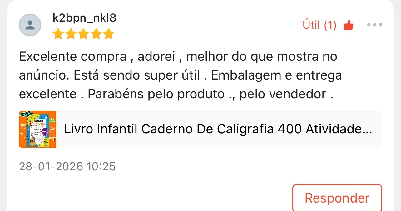 Avaliação real 5 estrelas