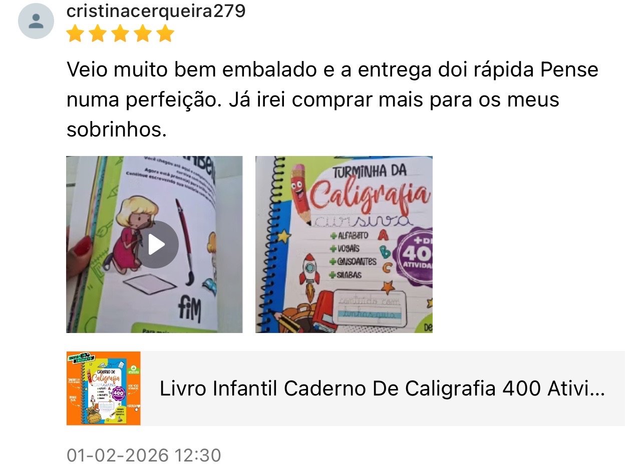Avaliação real 5 estrelas